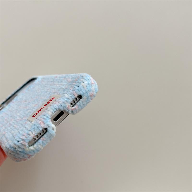 Blaue Strickstoff-Handyhülle für iPhone 15, iPhone 16, iPhone 17 Pro Max