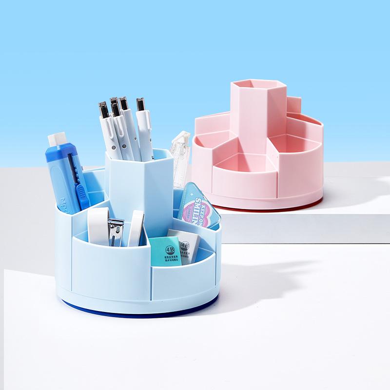 1pc 360° Rotating Pen Holder Office Student Desktop Pencil Case Storage Box School Supplies Organizer Cute Stationery