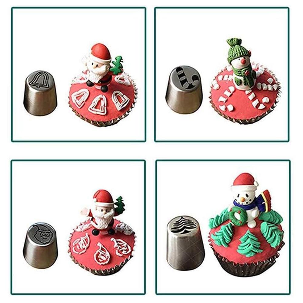10Pcs Russian Piping Tips Set Christmas Cake Decorating Tools Nozzles Piping Icing Tips for Cake Cupcake Cream Muffins