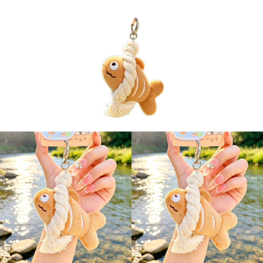 Small Fish Dried Plush Key Holder With Cute Design For Bag Accessories