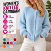 Women's Loose Fit Knit Cardigan with Round Neck, Button Front and Long Sleeves for Casual Wear and Commuting