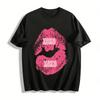 XOXO Lip Print Casual Tshirt Trendy Loose Top For Couples Pure Cotton T-shirt