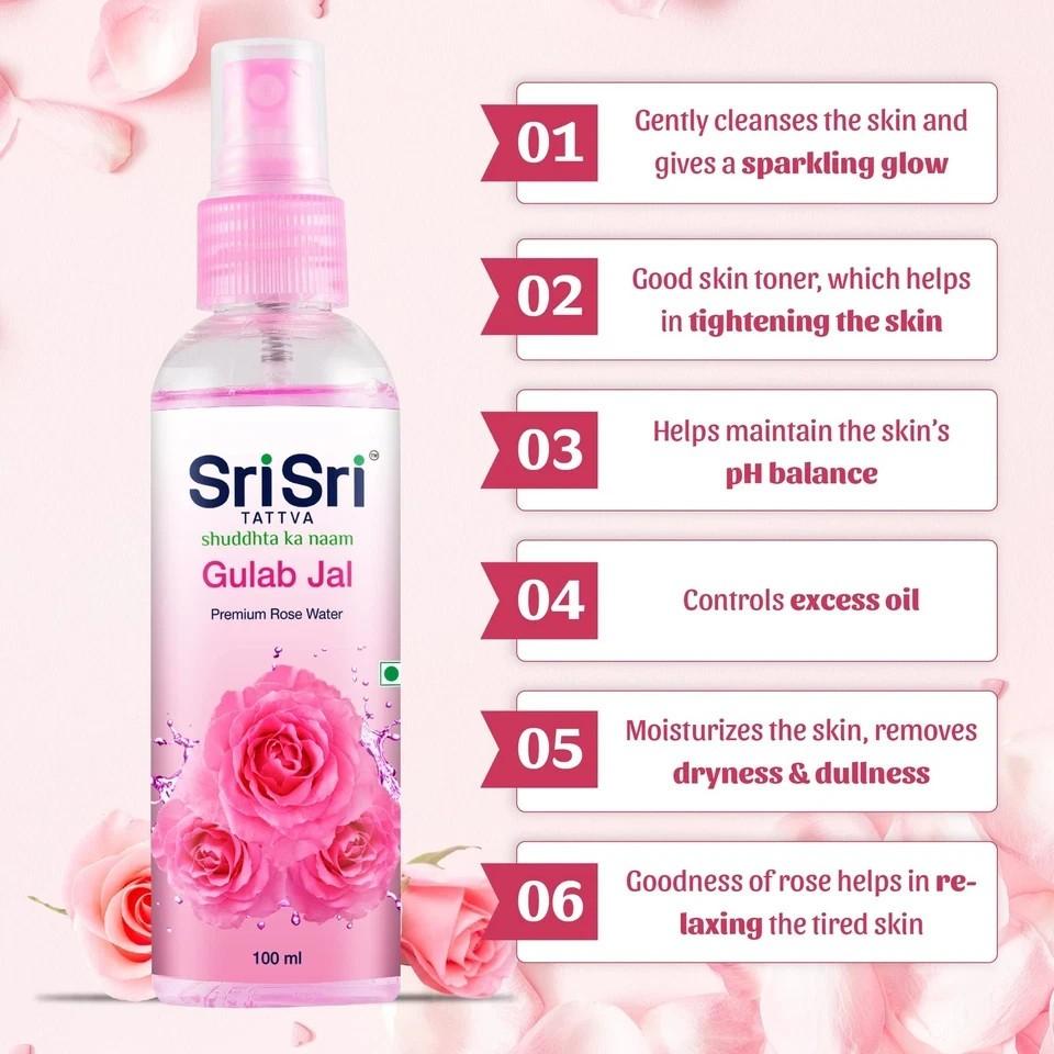 Sri Sri Tattva Gulab Jal Spray 100ml x2 | Pure Rose Water Toner Mist