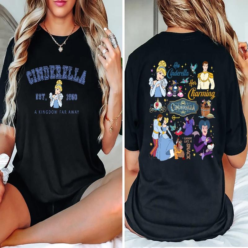 202526 Summer Tshirt Family 100 Cotton Printed Tshirt Loose Breathable Casual Short Sleeve Tshirt Princess Tshirt