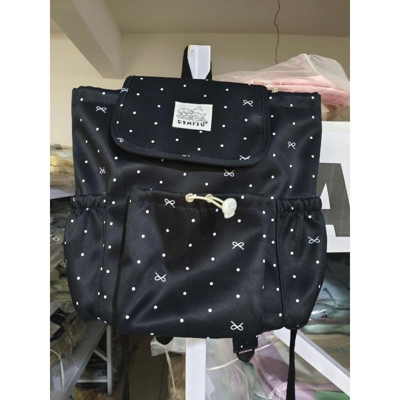 Bow polka dot strap backpack female college style college student commuting schoolbag niche leisure travel small backpack