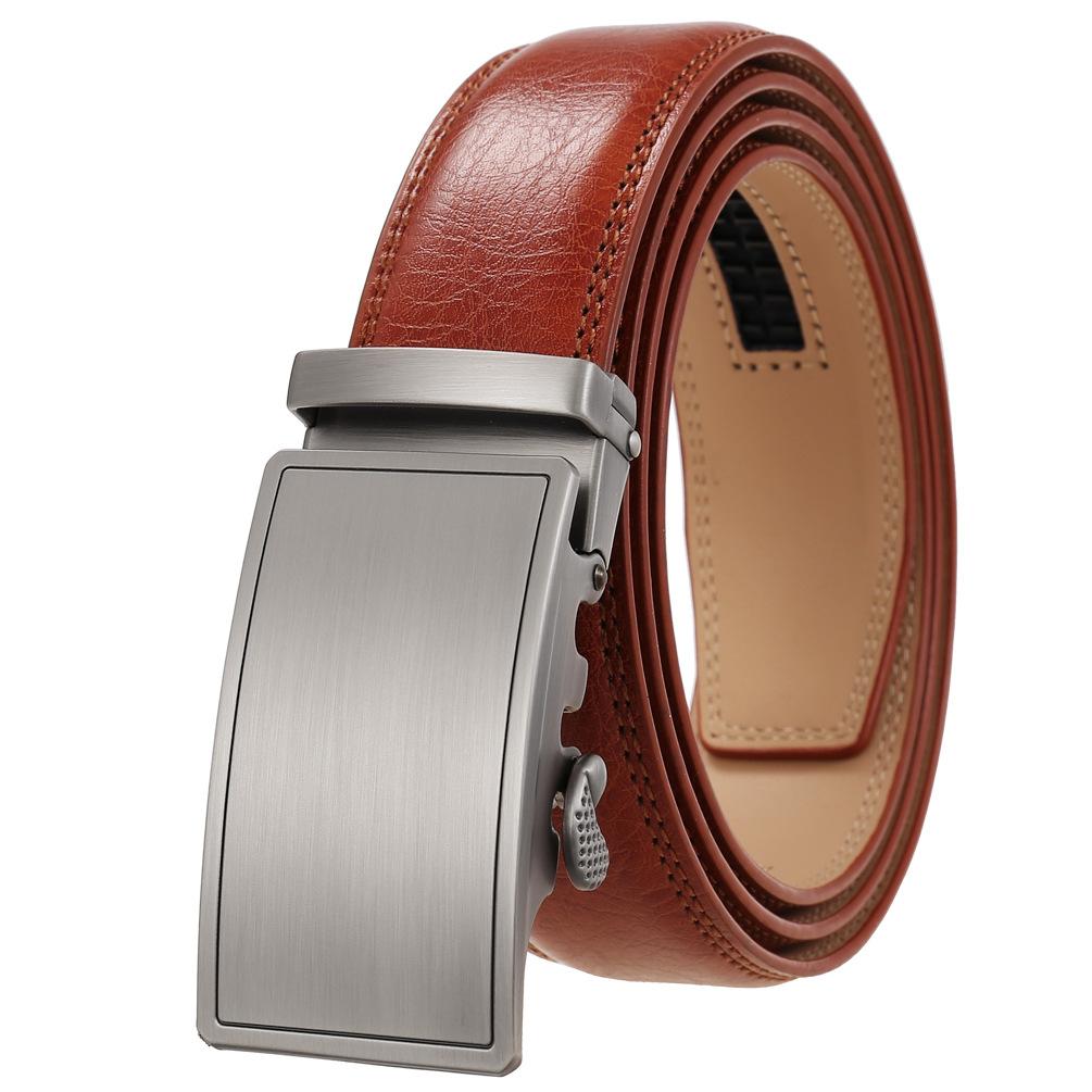 1Pcs Fashion Automatic Buckle Belt, Men'S Belt, Two-Layer Cowhide Ly35-1070-1