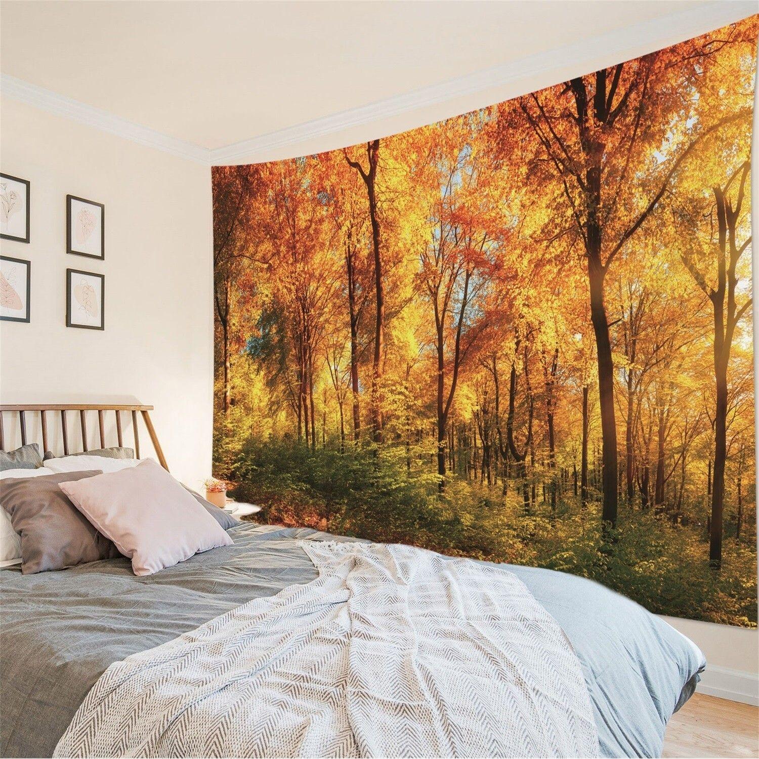 Tapestry autumn forest landscape orange maple 75x100