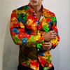 Men's Shirt Food Pattern Printed Lapel Pink Outdoor Street Long Sleeve Printed Clothing Garment Fashion Street Designer Casual