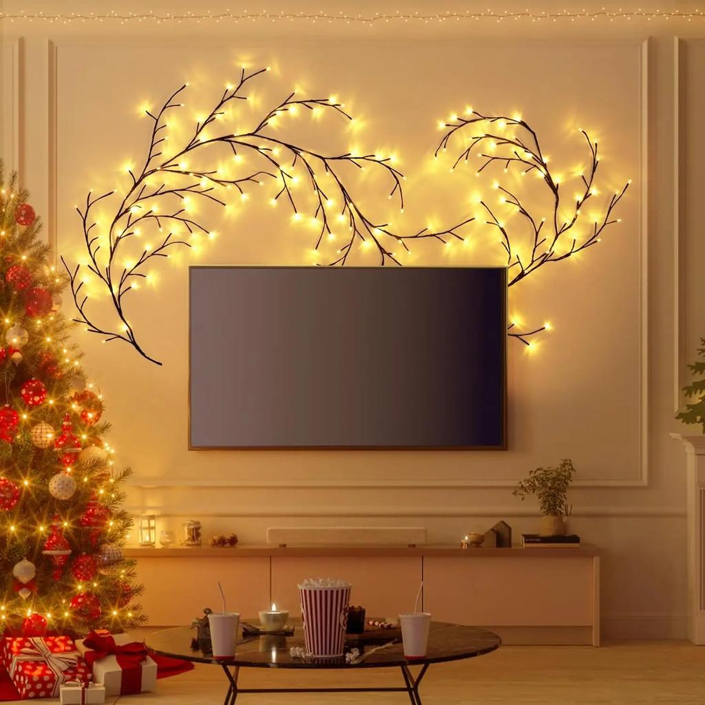 144LEDS Bendable Willow Vine Lights, 8Moeds Rattan Tree Decorative Light, Night Light, For Wall Bedroom Indoor Outdoor Christmas