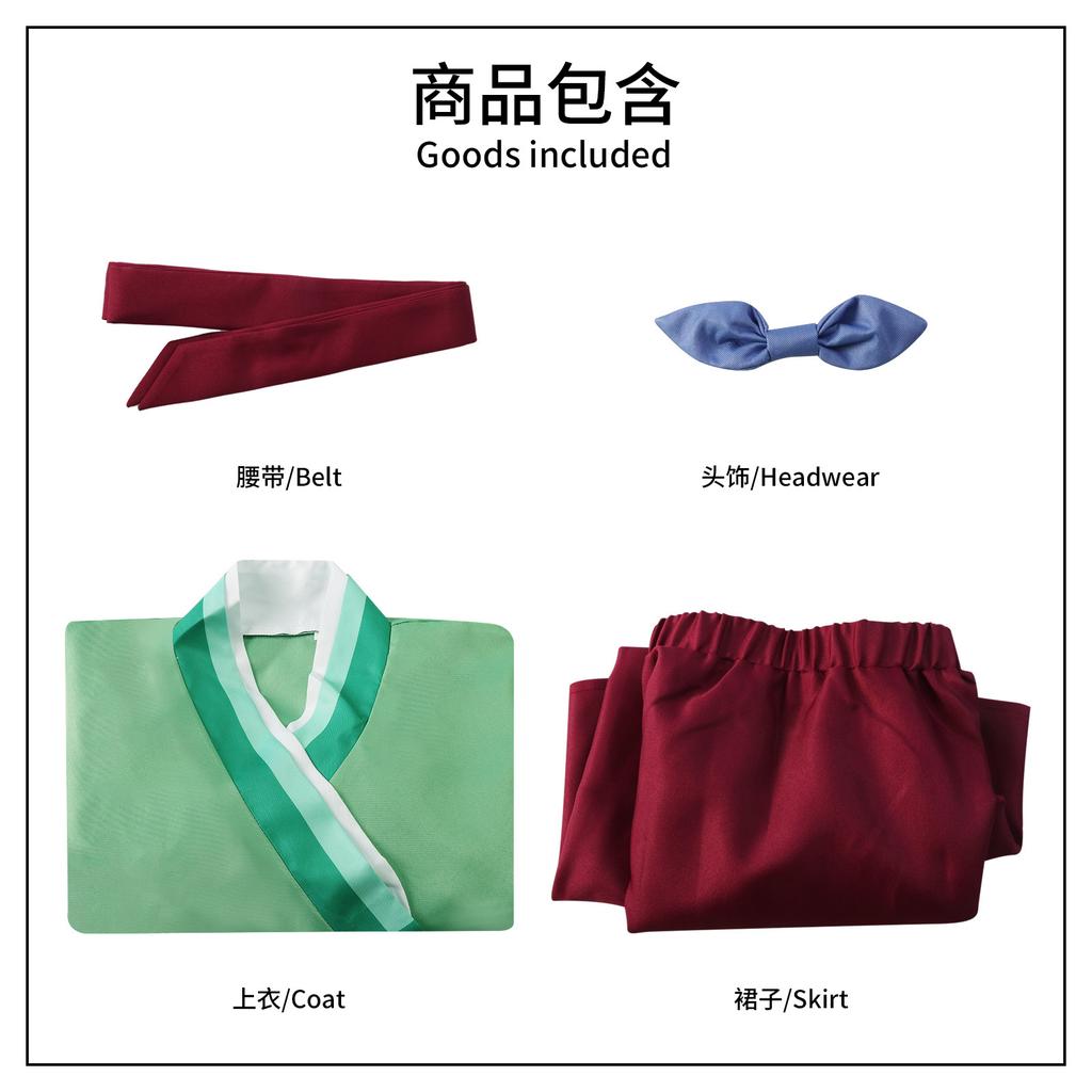 Medicine House Girl Whispering Cat Cos Taking Green Hanfu Kimono Medicine Girl Whispering Stage Playing Anime