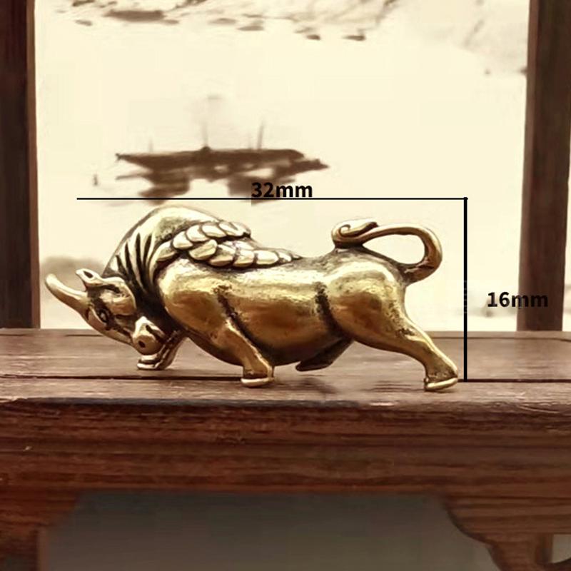 Car Decoration Miniature Ornaments Retro Brass Bull Sculpture Office Desk Rich Cow Creative Small Gifts Solid Brass Ornaments