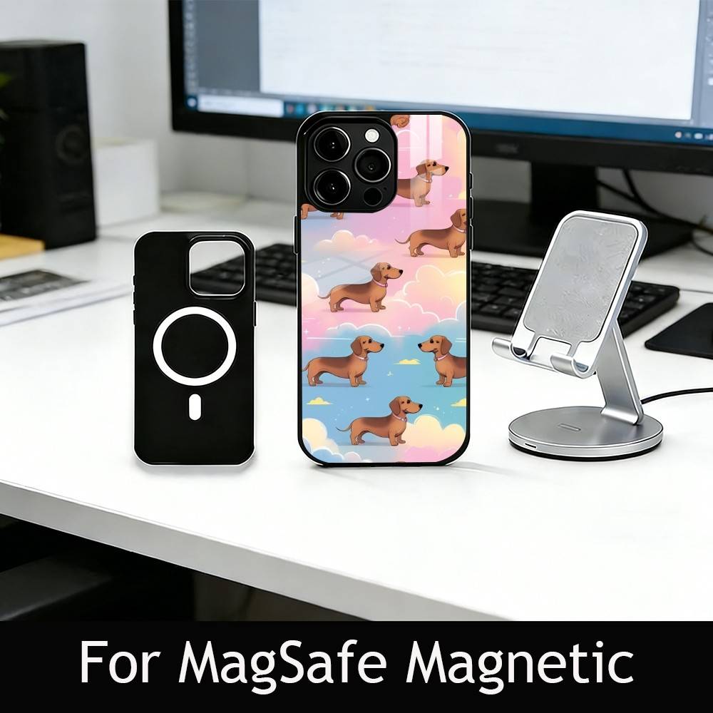 C-Cute C-Cartoon D-Dachshund Phone Case For iPhone17,16,15,14,13,12,11 Plus,Pro Magnetic For Magsafe Wireless Charging