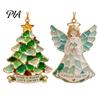 Decorative Acrylic Pendants 2Pcs Sea Glass Christmas Ornament, Seaglass Heart Bird Angel Tree Star Handmade Ornaments Snowman Pendant, Xmas