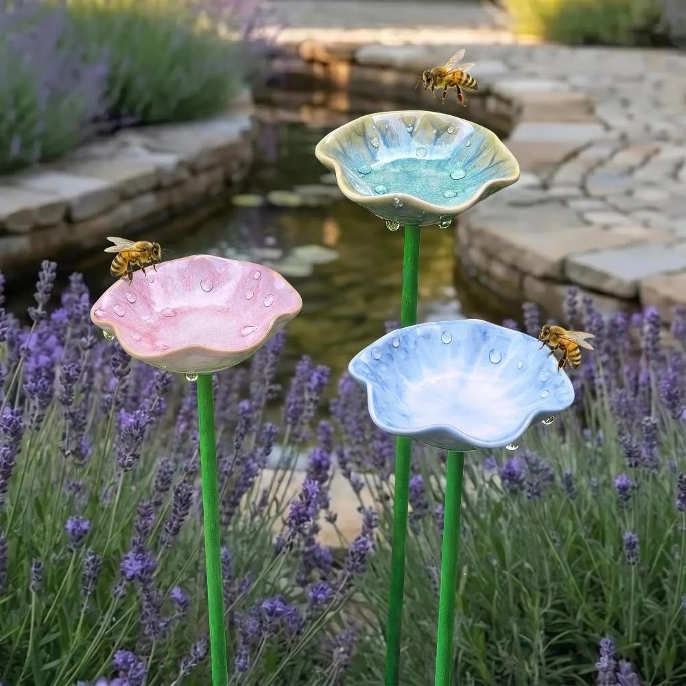 Ceramic Bee Bird Feeder Garden Decoration Insect Water Dispenser Hummingbird Feeder Water Station