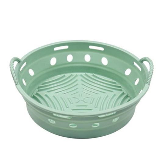 

Foldable Round/Square Air Fryer Liner Basket 8.5 Inch Air Fryer Silicone Pot Reusable Baking Tray Accessories for 3.6-6.8 QT Oven Microwave Circle зелений
