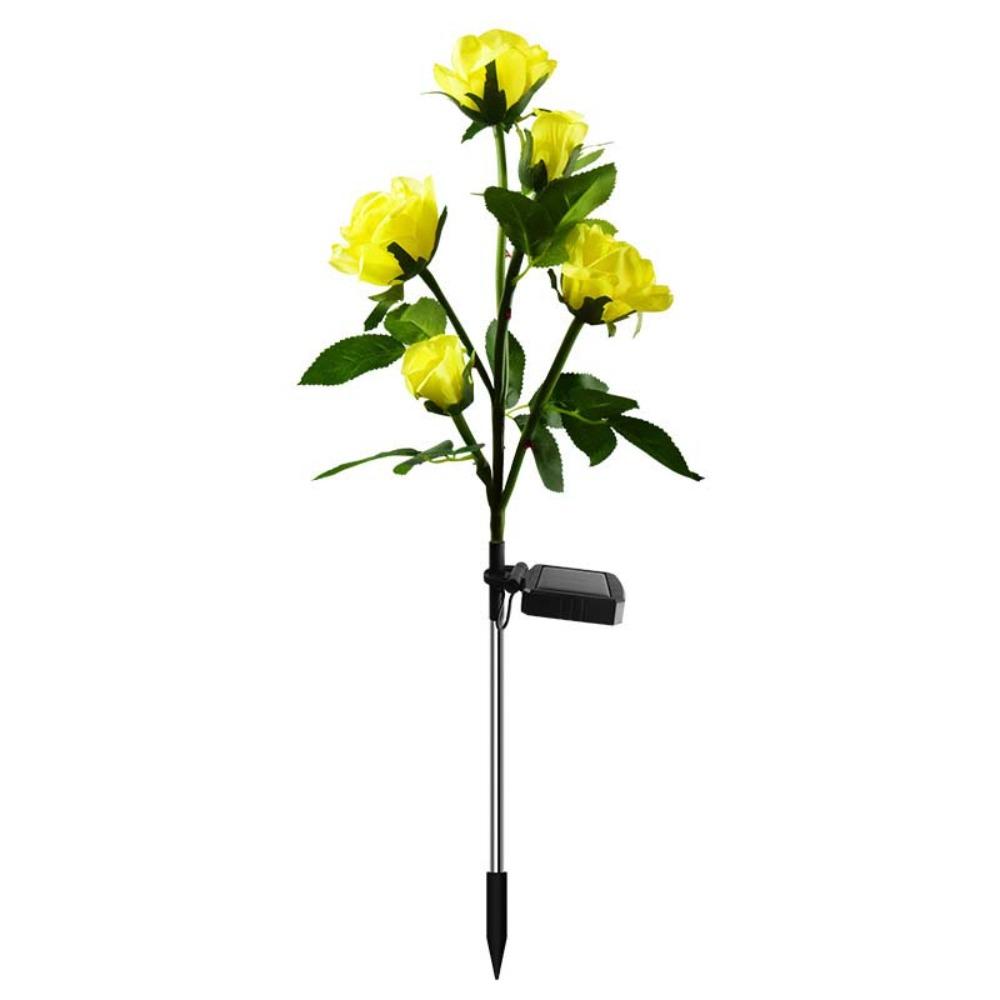 3 Heads Outdoor Solar Garden Light Realistic Solar Rose Flowers Lantern  Lawn Lighting