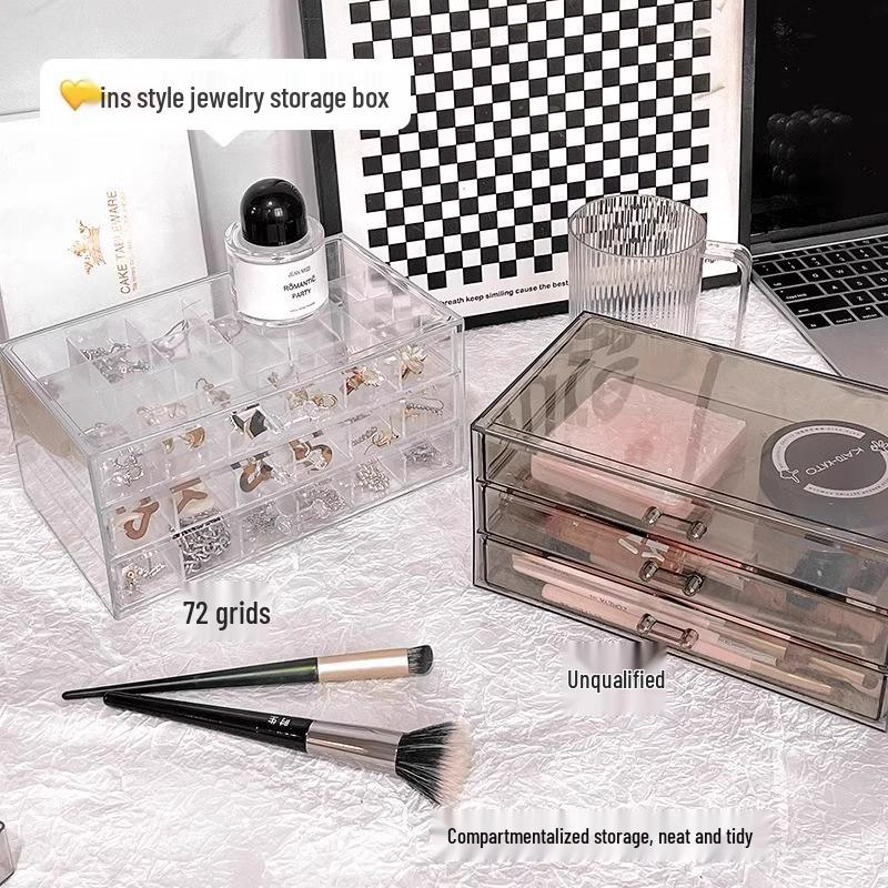 Acrylic Jewelry Storage Box for Earrings, Necklaces, and Accessories with Anti-Oxidation Protection and New Drawer Design