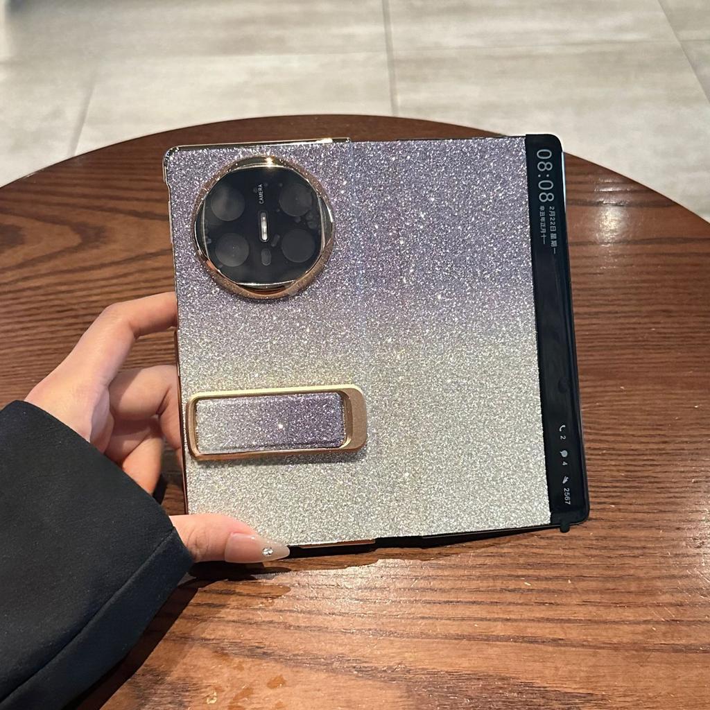 Applicable to Huawei matex1 mobile phone case gradual change glitter smart magnetic flip x1 plain leather wristband bracket leather case female