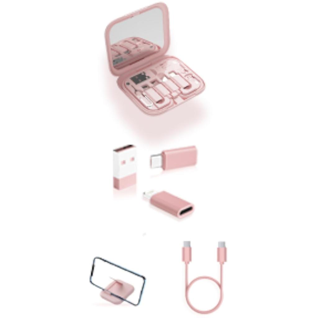 USB-C Travel Adapter Kit for IPhone, Pixel & Galaxy: USB-A to C, Micro-USB to C, Type-C to Lightning, Short USB-C Cable, OTG, Mirror Case