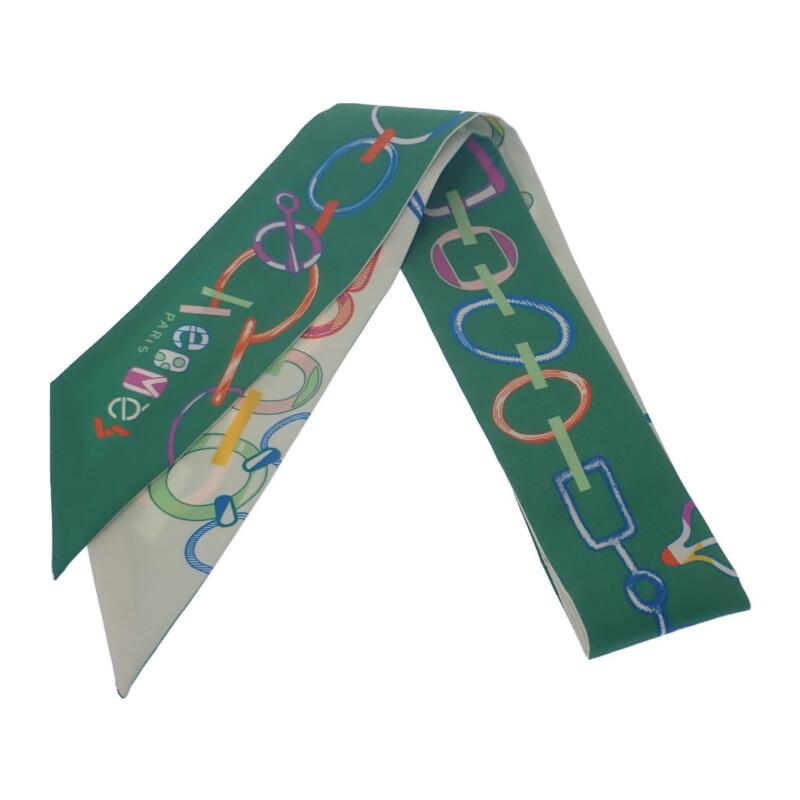HERMES   scarf green/white silk Women