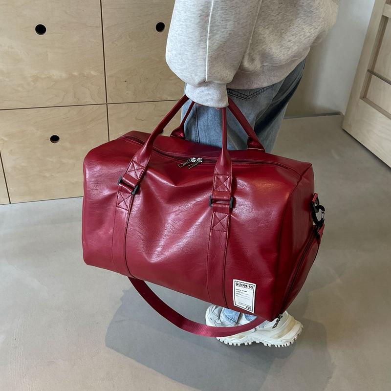 Fashionable Outdoor Sports and Fitness Bag, Dry Wet Separation Handbag, Men's Leather Luggage Bag, Women's Large Capacity Travel Bag