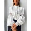 IHUASU Women's Fashion Casual Solid Color Print O-Neck Long Sleeve Blouses & Shirts