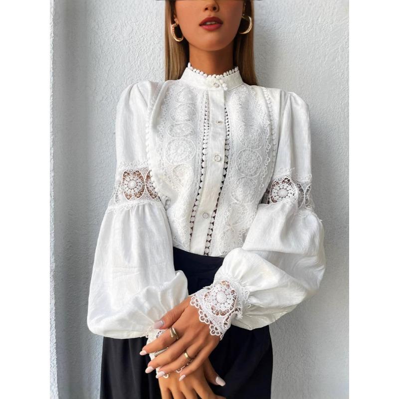 IHUASU Women's Fashion Casual Solid Color Print O-Neck Long Sleeve Blouses & Shirts