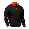 Men's Loose And Casual Two-color Fleece Stand-up Collar Pullover, Half-zipper Long-sleeved Sweatshirt