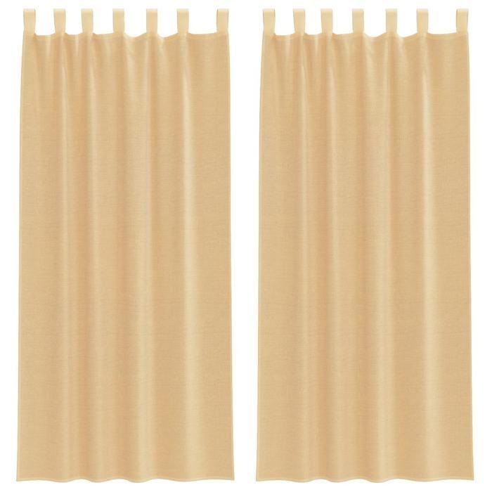 VidaXL Rideaux en voile avec boucles 2 pcs sable 140x225 cm, rideau en filet, rideau transparent, voile de fenêtre, 4102308