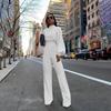 Autumn Fall Elegant Sexy Rompers Women Long Sleeve Casual Wide Legs Jumpsuits Solid Overalls