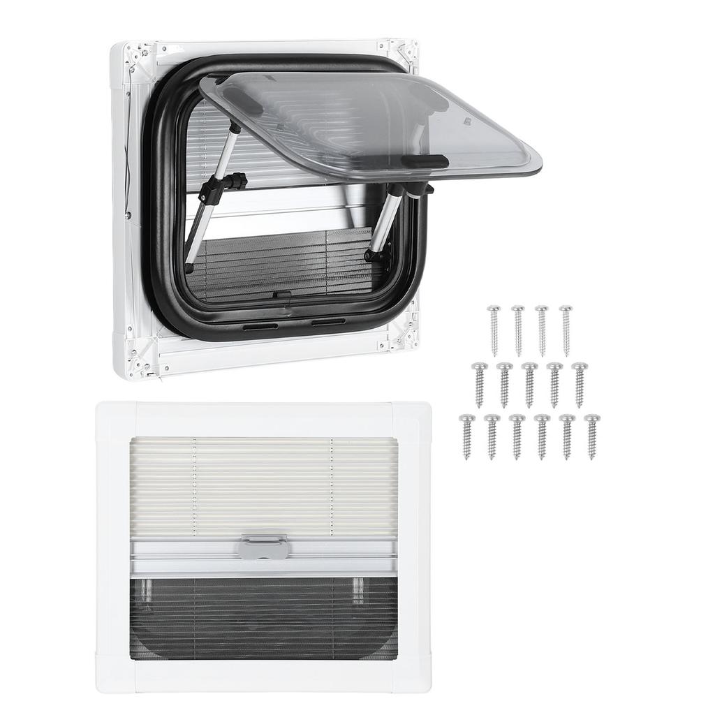 14x11.2in RV Exit Window Rounded Double Layered UV Protection Push Out Emergency Windows with Curtain for RVs Campers