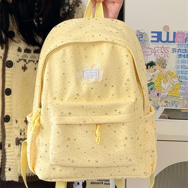 Schoolbag New School Bag Women's Large Capacity Backpack Junior High School High School Students Full of Stars Fashion Lightweight Casual Backpack