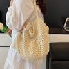 Women's Large Casual Hollow Straw Shoulder Bag, Beach Style Handbag