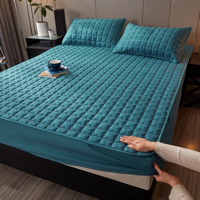 Set 3 buc Topper Saltea Matlasat Moale Respirabil din Latex cu Set Fețe de Pernă, Protector Saltea Lux Minimalist Scandinav din Latex