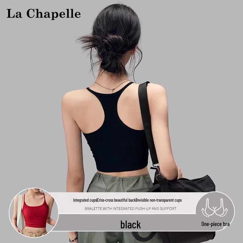 La Chapelle Women's Racerback Built-in Bra Cropped Camisole