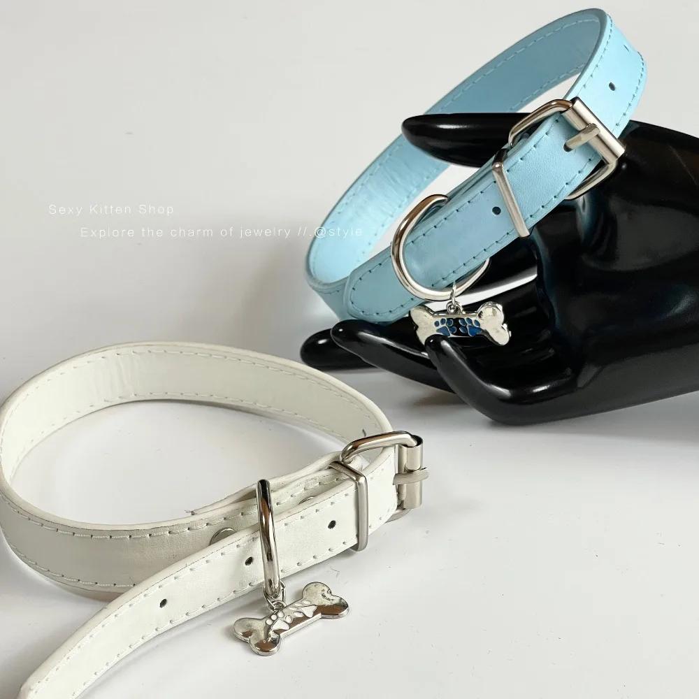Schwarze Lederseil-Halskette mit Schlüsselbein-Kette, Welpenknochen-Anhänger, Hip-Hop-Persönlichkeit, Damen Retro Rock Halsketten-Accessoire
