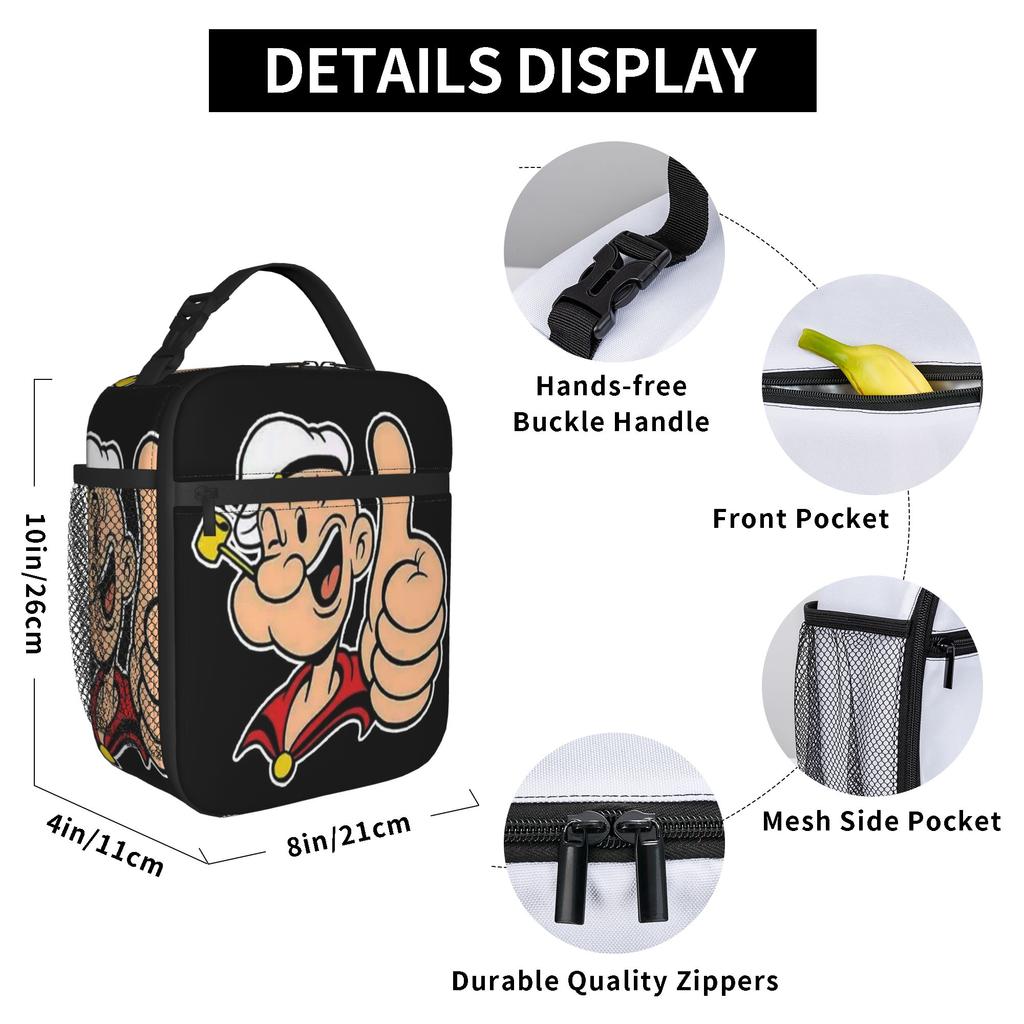 p-popeyes Accessories Insulated Lunch Tote Bag For Work Food Container Reusable Thermal Cooler Lunch Box