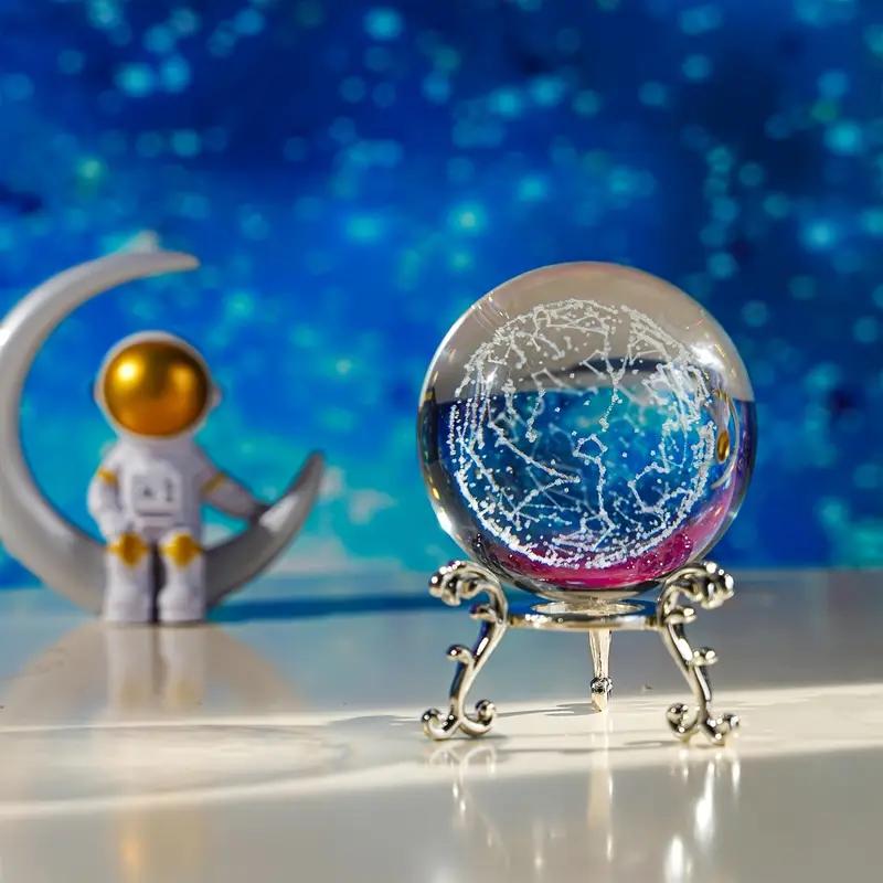 Bola decorativa de cristal grabada con constelación de 1 estrella, pisapapeles, vidrio feng shui, decoración de arte para el hogar global, 60 mm /
