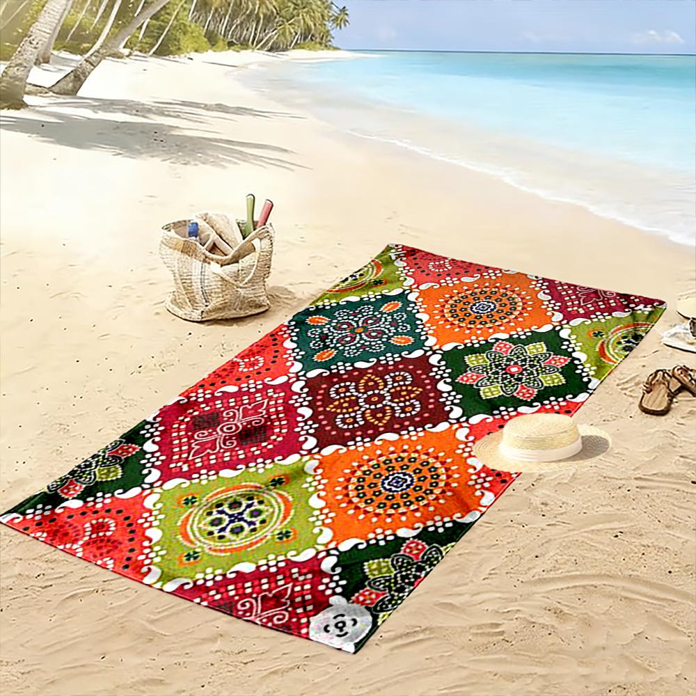 Colorful Geometric Bohemian Pattern Beach Towel Quick-drying for Travel Outdoor Sports Jogging Beach and Swimming