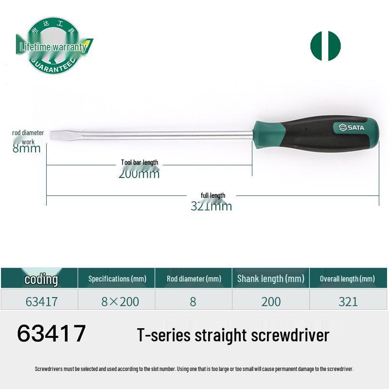 Sata T-Series Flathead Screwdriver (63402-63417) Tool