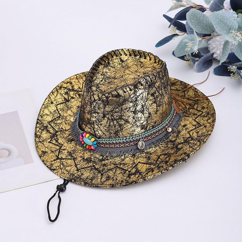 Ethnic Style Top Hat Western Cowboy Hat Men's Mountaineering Sun Hat Sun Protection Travel Prairie Sun Hat Jazz Hat