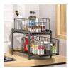 Kitchen Storage, Under-Sink Storage, Sliding Rack with 2 Drawers, Spice Container, Kitchen Storage Rack, Gap Storage (Black)