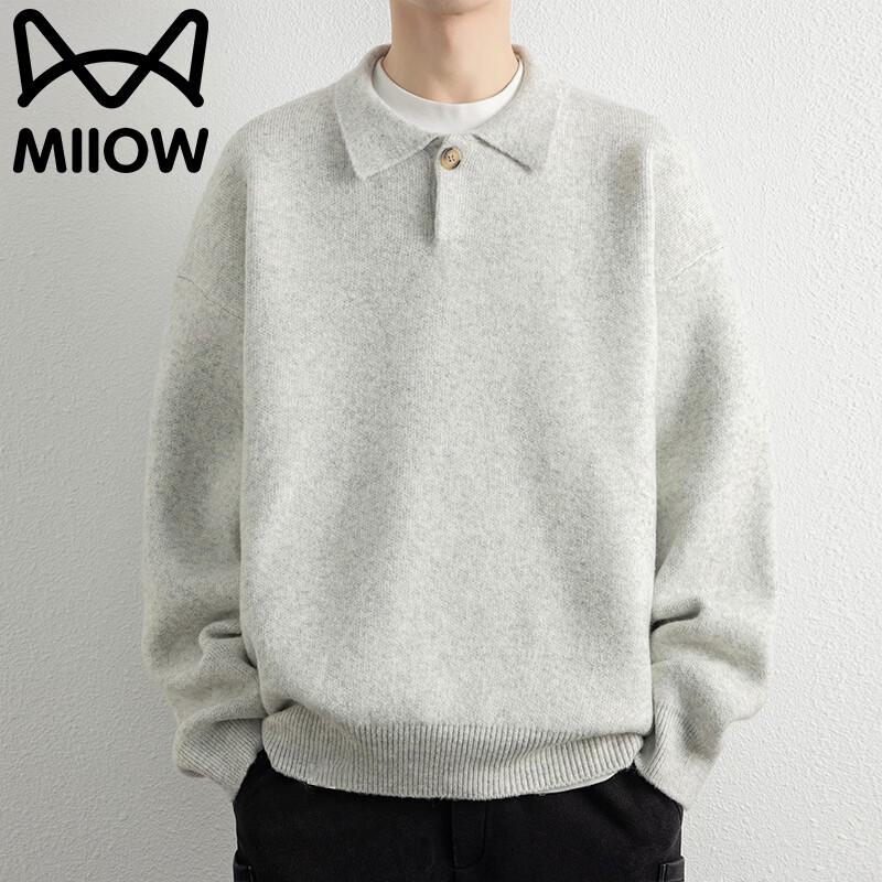 MiiOW Men's Polo Collar Knit Sweater