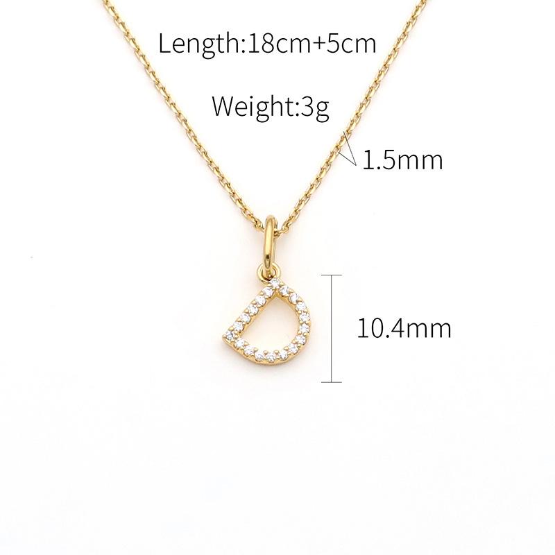 Jewelry Stainless Steel Full Diamond 26 English Letters Pendant Necklace Female Niche High-End Sense Collarbone Chain Does Not Fade