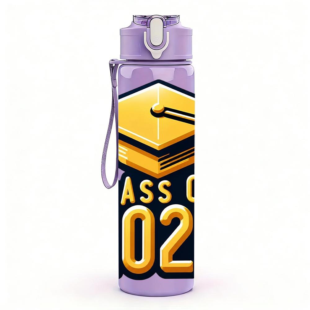 1PC Class Of 2026 Graduation Cap 750ml Color Plastic Water Bottle Leakproof Flip Straw Lid For Sports Office Home Use