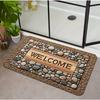Stone Patterned Welcome Door Mat with A "welcome" Design for Farmhouse Decoration and Home Entrance The Front Door Welcome Mat