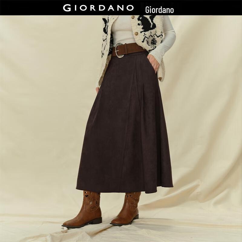 Giordano Women s Designer Pleated A-Line Midi Skirt M