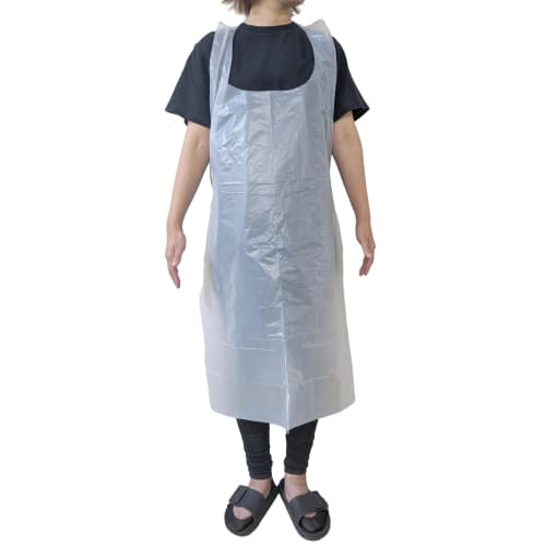 TUISKU Disposable Aprons, Polyethylene, Waterproof, for Meals, White, 100-Count (White)