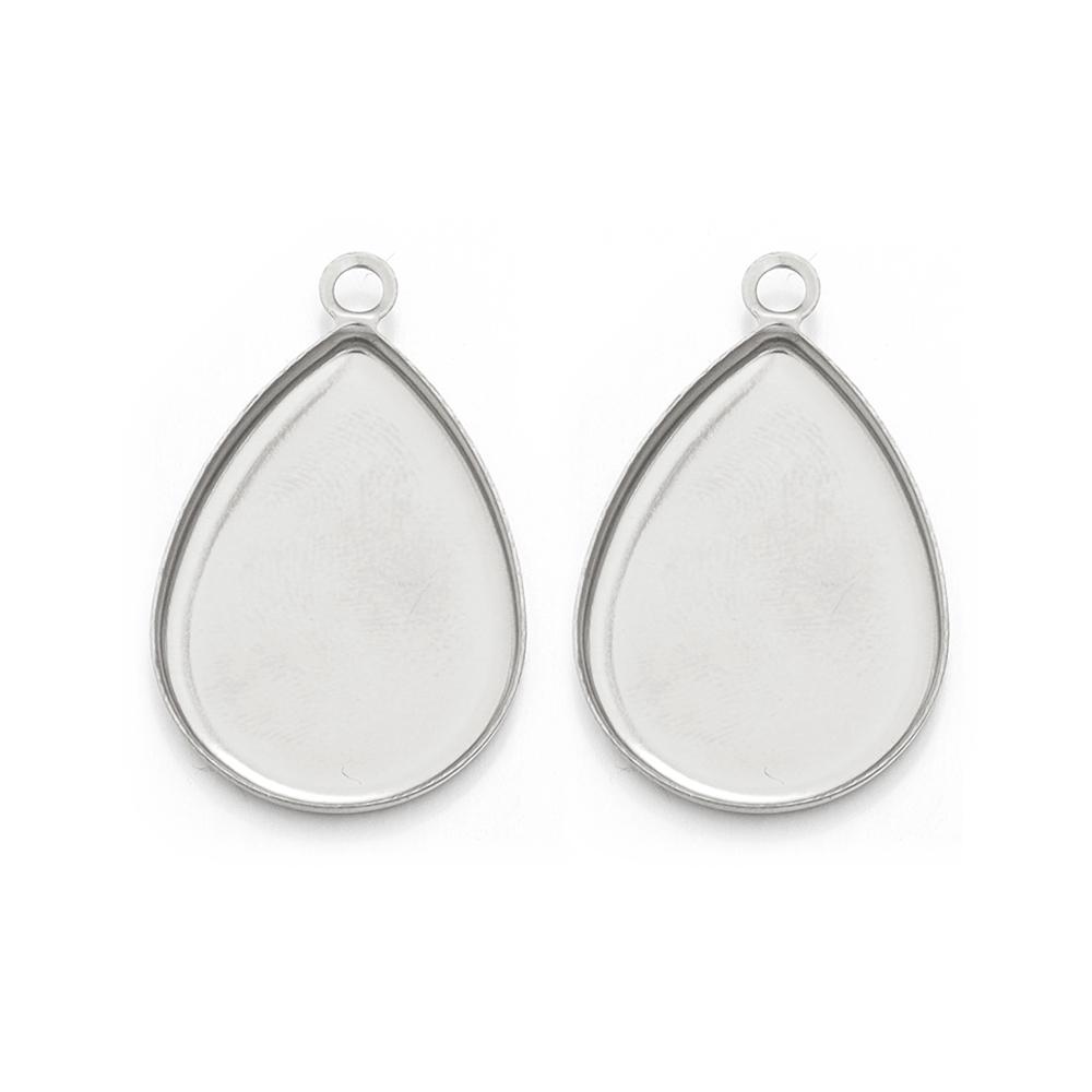 

10pcs 18x25mm Stainless Steel Cabochon Cameo Base Pendant Settings Water Droplet Blank Tray For DIY Earring Bracelet Accessories