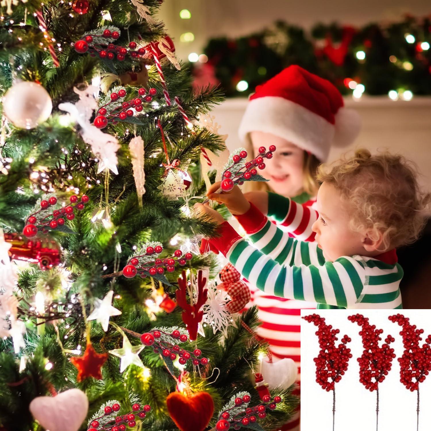 

Рождественские красные фрукты, имитация красных ягод, рождественская елка, аксессуары для рождественских венков